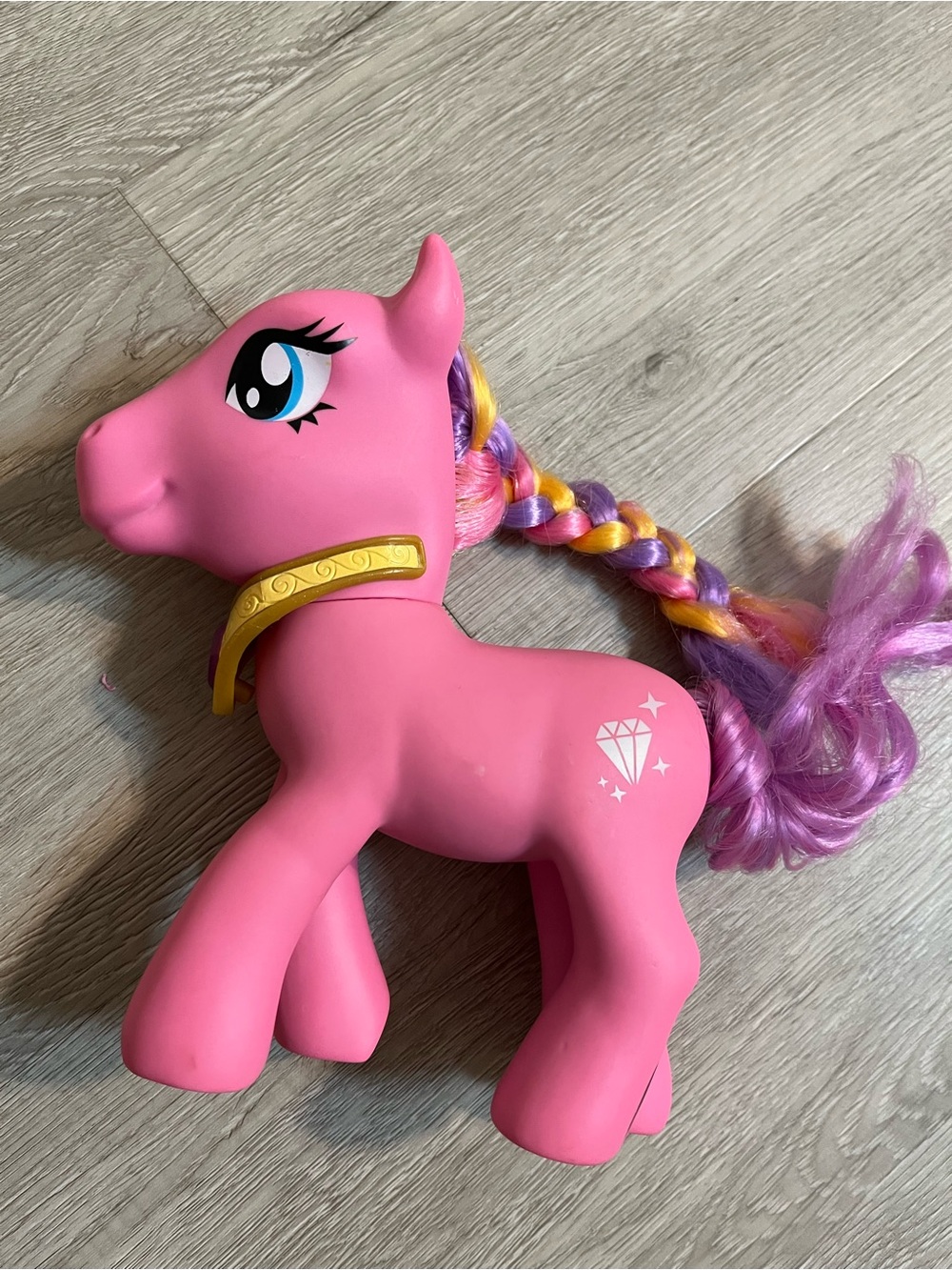 Pink Pony Toy with Braided Purple & Yellow Mane - Kids Dolls